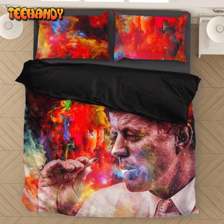 JFK Tribute Smoking Joint Dope Trippy Art Majestic Bedding Set