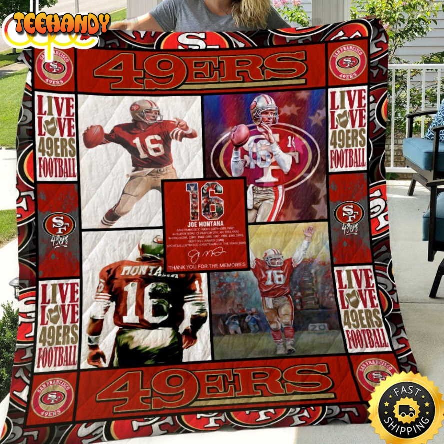 Joe Montana Live Love 49ers Football Christmas Blanket