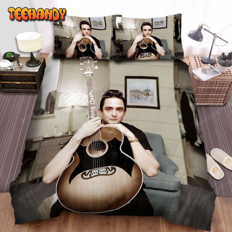 Johnny Cash With Guitar Vintage Photo Duvet Cover Bedding Sets