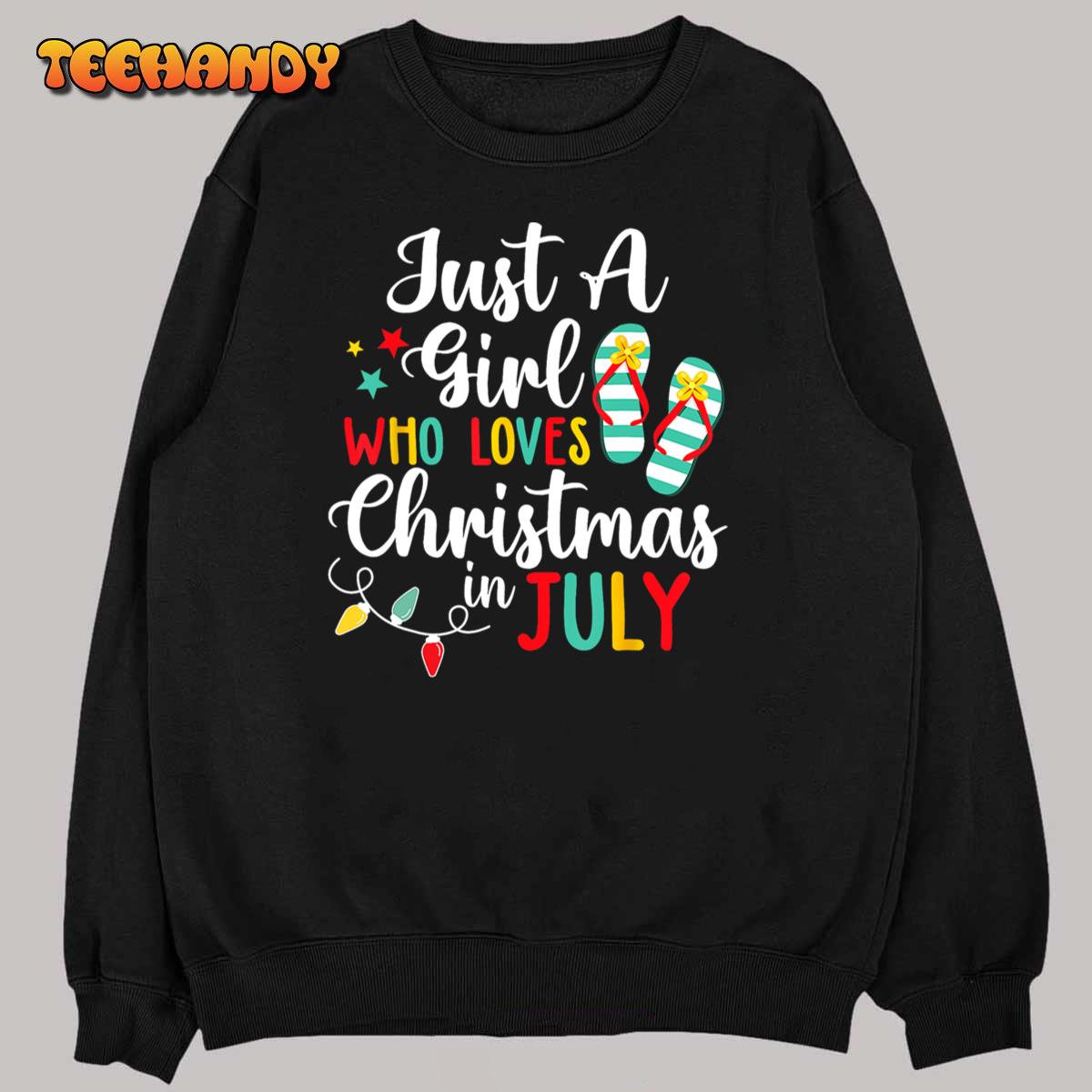 Just A Girl Who Loves Christmas In Jully Summer Beach Women T-Shirt