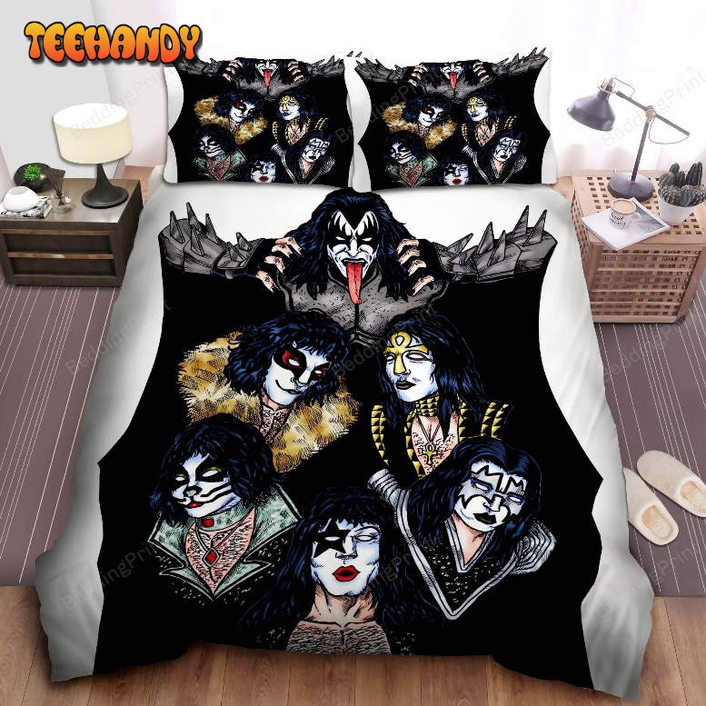 Kiss Band Under Bat Wings Grunge Metal Rock Art Bedding Sets