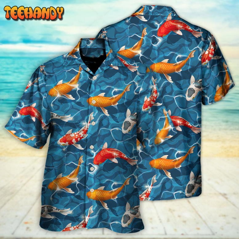 Koi Fish Swim Artificial Ponds Hawaiian Shirt