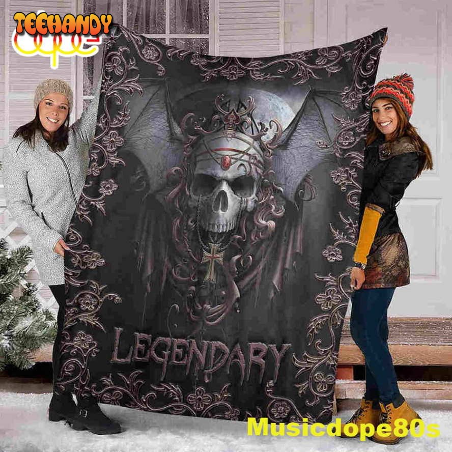 Legendary Skull Halloween Sofa Fleece Throw Blanket  Halloween Gifts