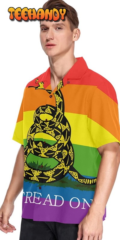 Lgbt Rainbow Rattlesnake Men’S Hawaiian Shirt Short Sleeves Button Down