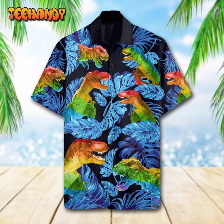 Lgbt T Rex Hawaiian Shirt For Lesbian, Gaymer Hawaiian Shirt On Pride Month