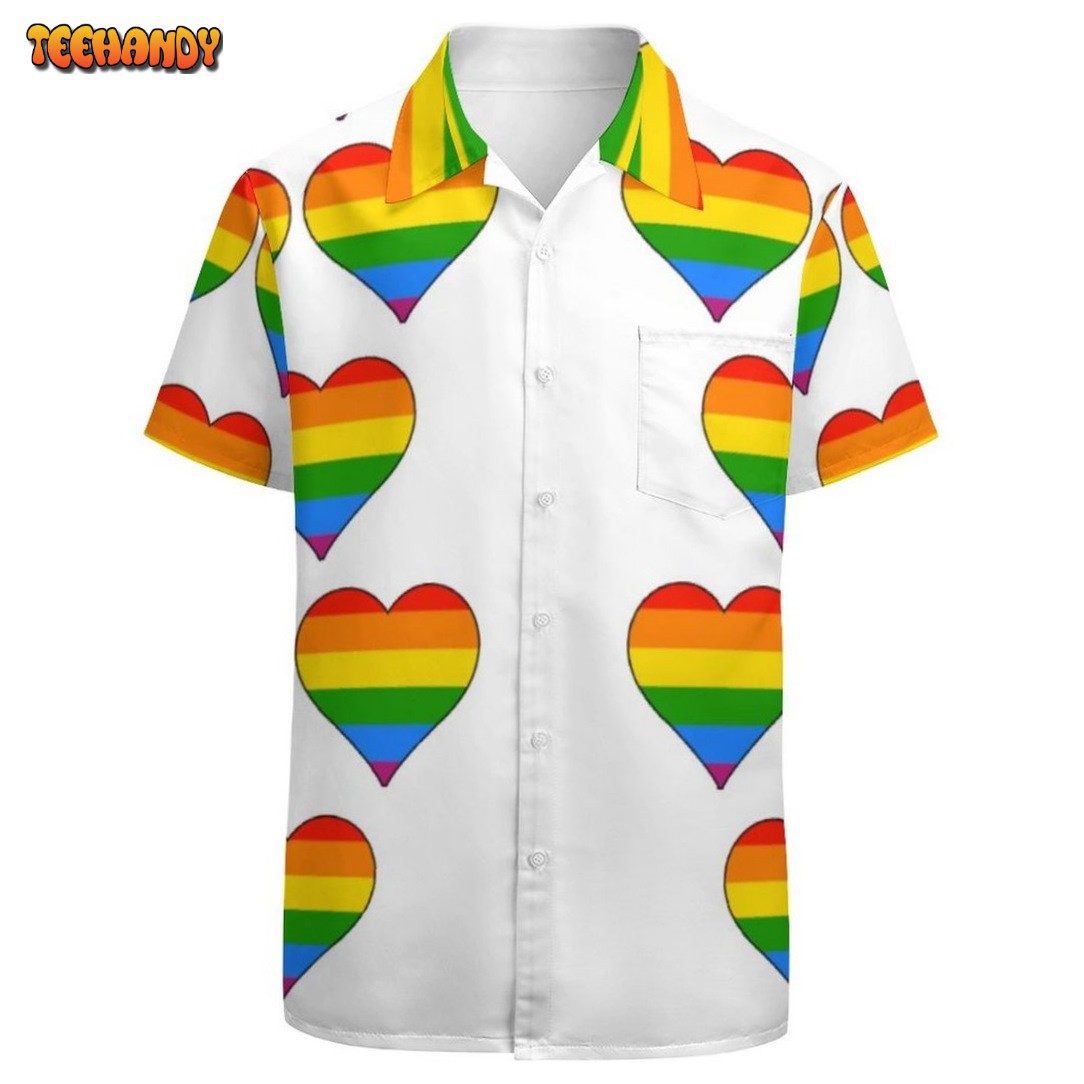 Lgbtq Rainbow Heart Gay Pride Cute Hawaiian Vintage Shirt Tropical Hawaii