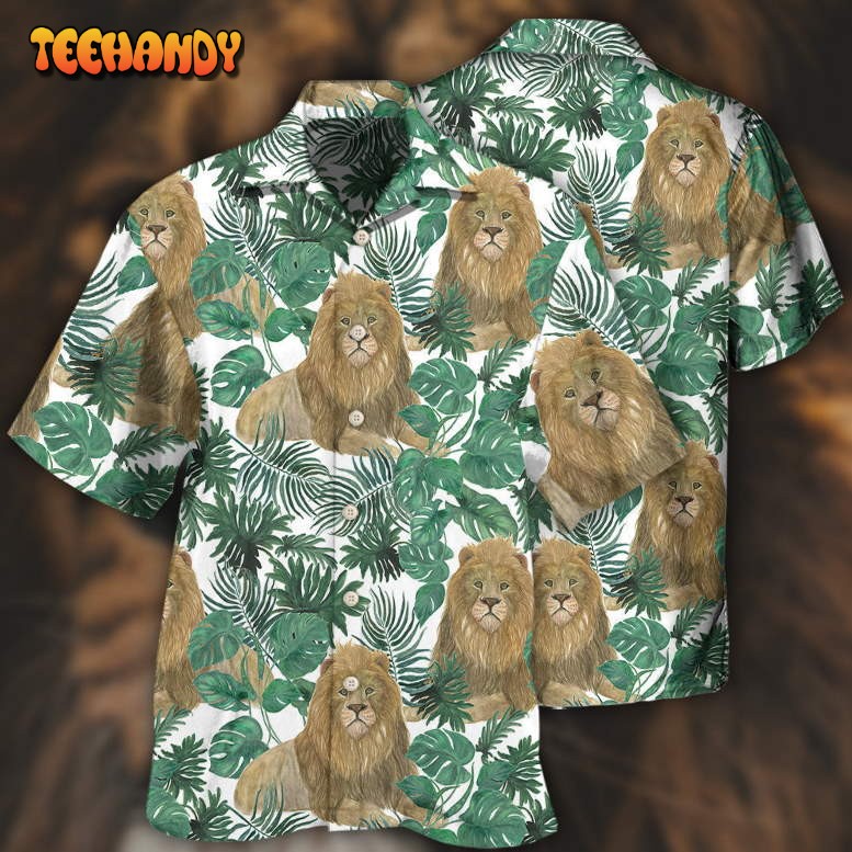 Lion So Cute Style With Tropical Leaf Hawaiian Shirt