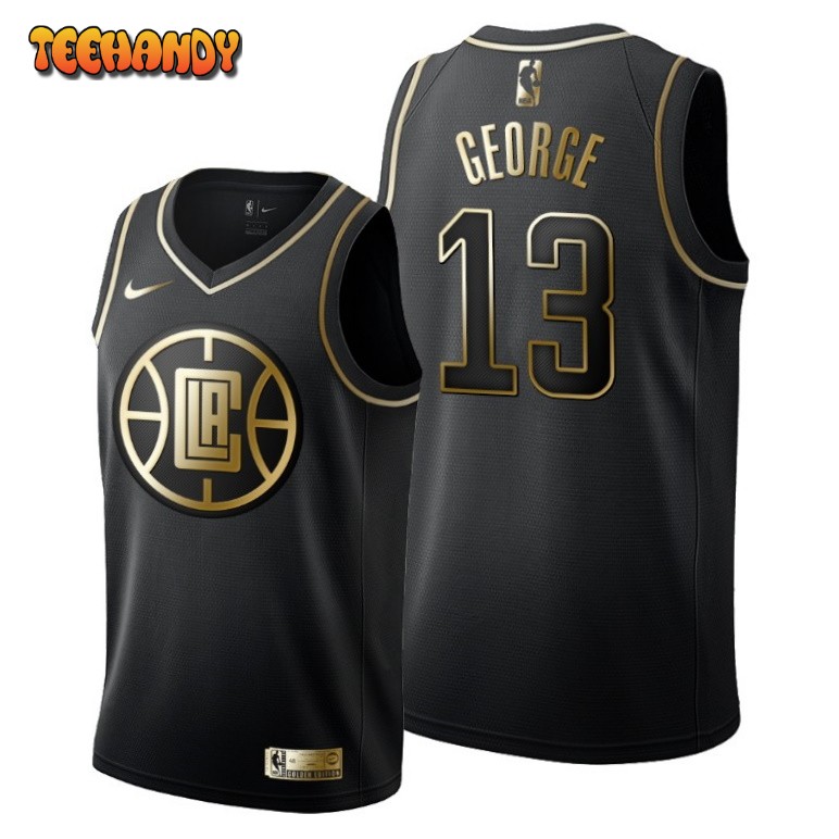 Los Angeles Clippers Paul George Black Golden Jersey