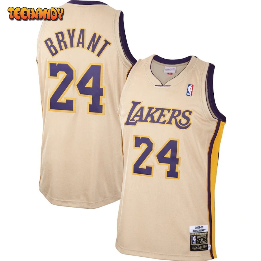 Los Angeles Lakers 24 Kobe Bryant Cream 2008 2009 Throwback Jersey