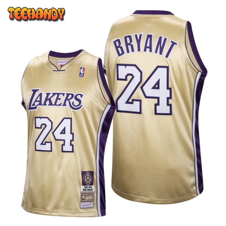 Los Angeles Lakers 24 Kobe Bryant Mamba Hall of Fame Gold Throwback Jersey