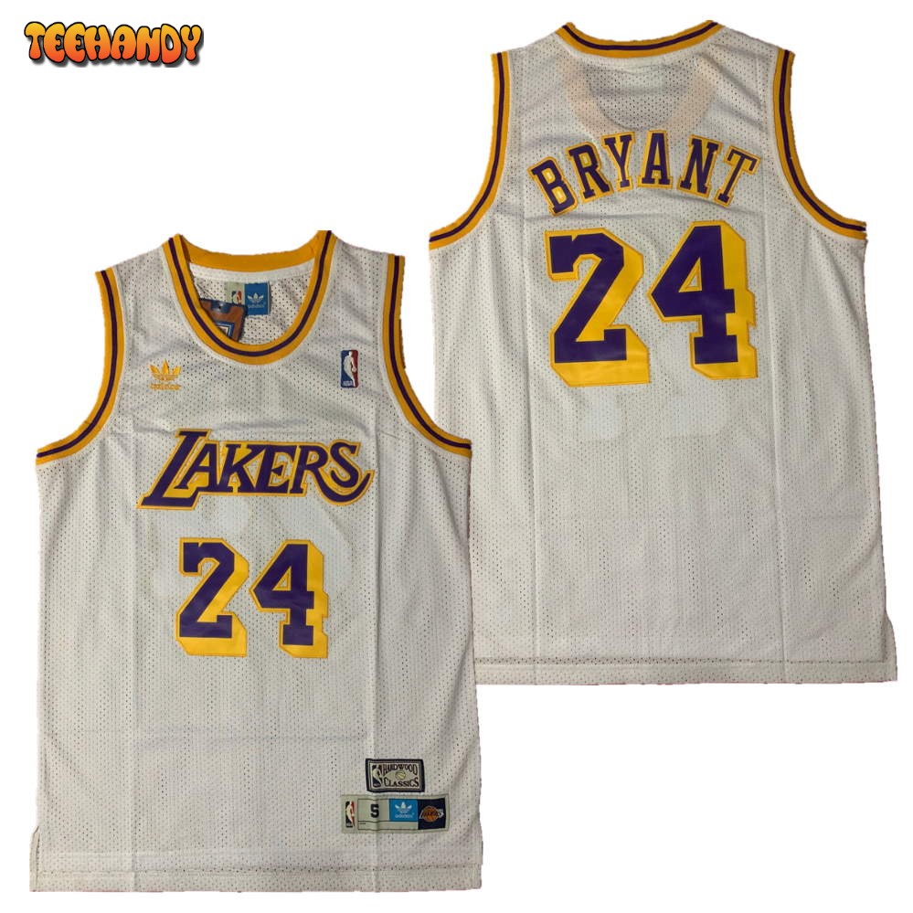 Los Angeles Lakers 24 Kobe Bryant White Gold Throwback Jersey