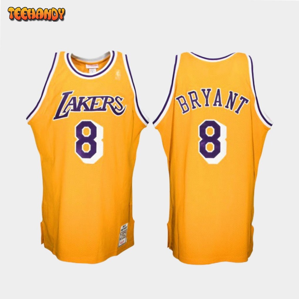 Los Angeles Lakers 8 Kobe Bryant Gold Throwback Jersey