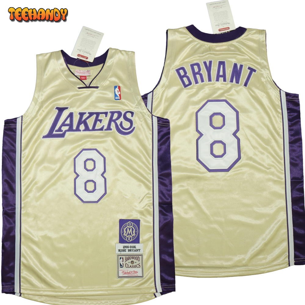 Los Angeles Lakers 8 Kobe Bryant Hall of Fame Gold Throwback Jersey