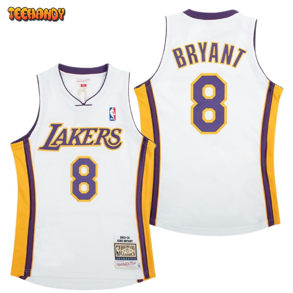 Men's Mitchell & Ness Kobe Bryant White Los Angeles Lakers 2003-04 Hardwood  Classics Authentic Jersey