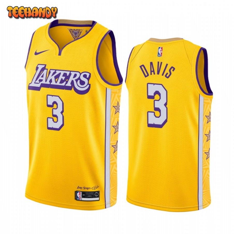 Los Angeles Lakers Anthony Davis 2020 Yellow City Jersey