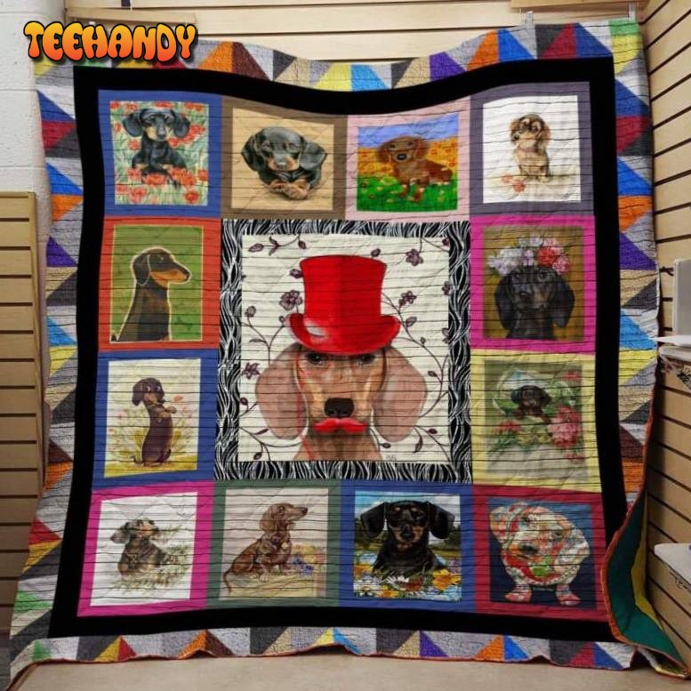 Love Dachshund 3D Customized Quilt Blanket