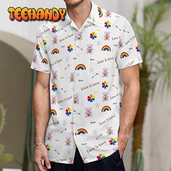 Love Is Love Hawaii For Gay Men Couple Gaymer Rainbow Hawaiian Shirts