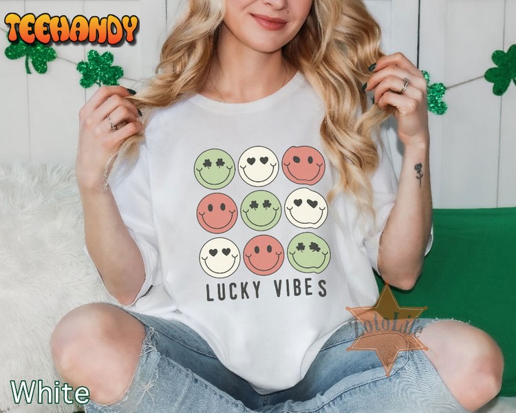 Lucky Vibes St Patricks Day T-Shirt, Irish Shamrock Shirt