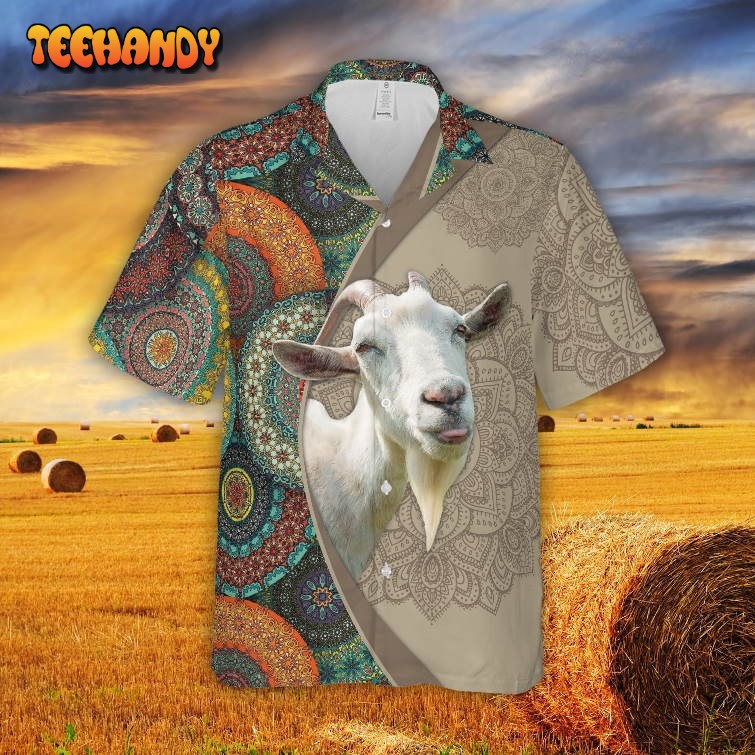 Mandala Pattern Cool Goat Sublimation On Hawaiian Shirt