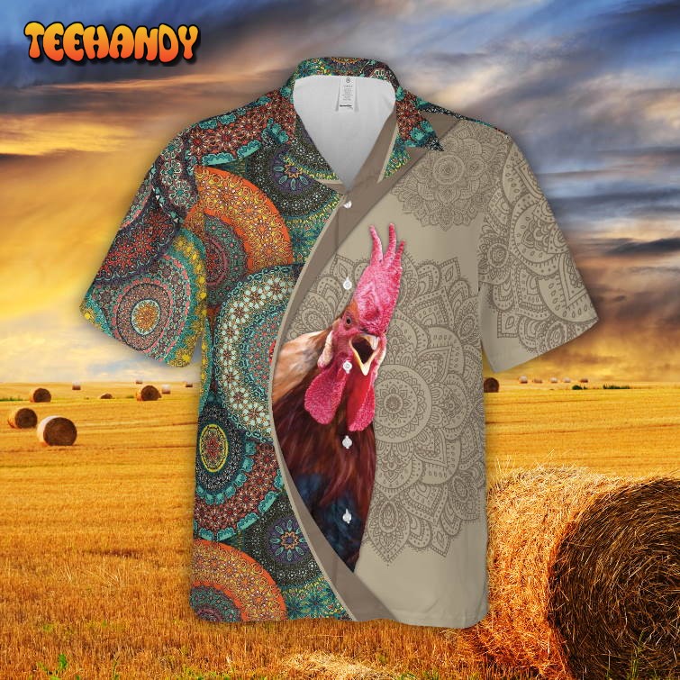 Mandala Pattern Rooster All Over Printed 3D Hawaiian Shirt