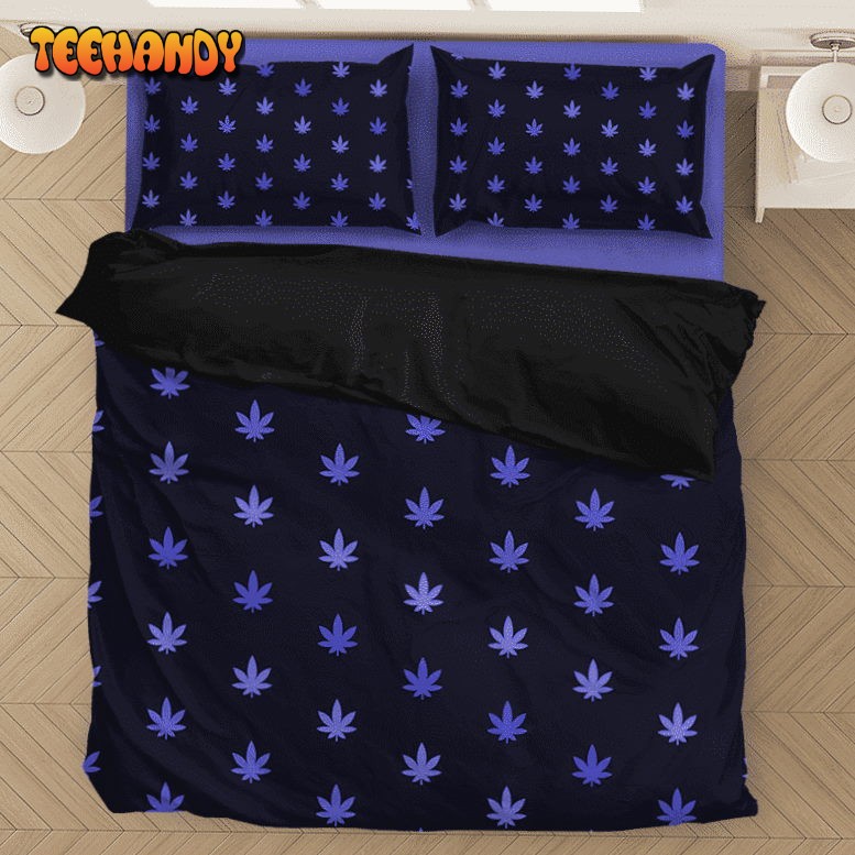 Marijuana Awesome Pattern Navy Blue Beautiful Bedding Set