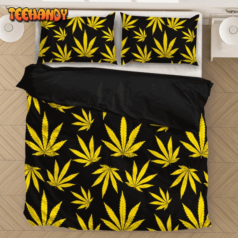 Marijuana Cool Yellow Black Pattern Awesome Bedding Set