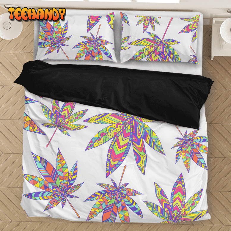 Marijuana Leaf Rainbow Colors All Over Print Bedding Set