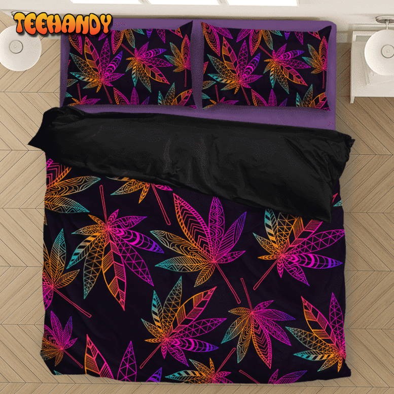 Marijuana Leaf Trippy Colors All Over Print Cool Bedding Set