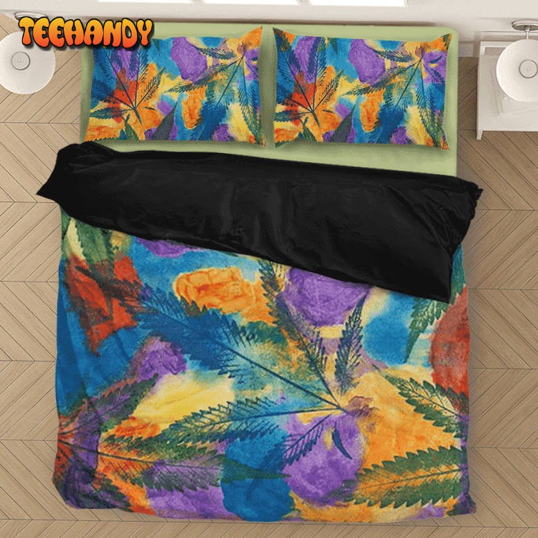 Marijuana Leaf Water Coloured Inspired Majestic Bedding Set