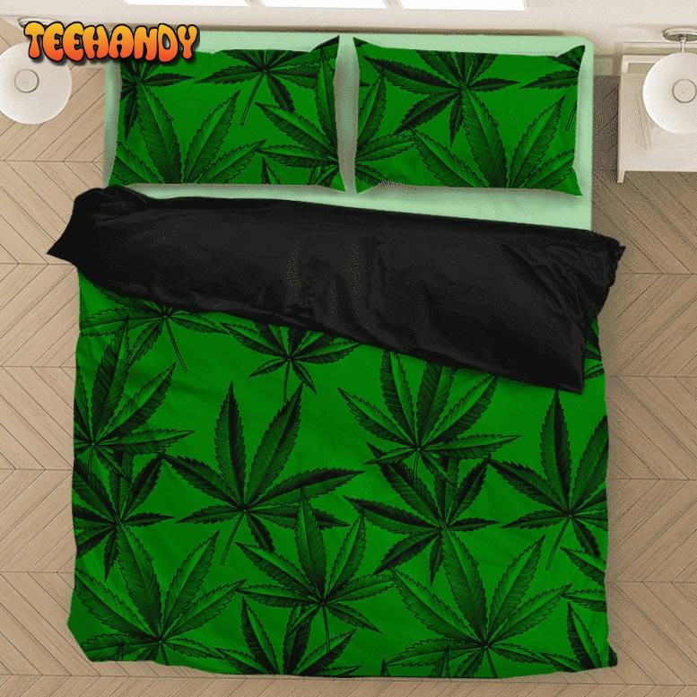 Marijuana Leaves Dope Dark Green Minimalist Awesome Bedding Set