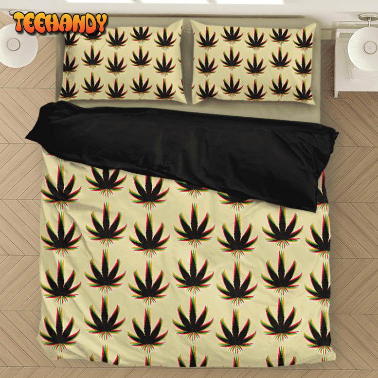 Marijuana Weed Trippy Colors Cool Seamless Pattern Bedding Set