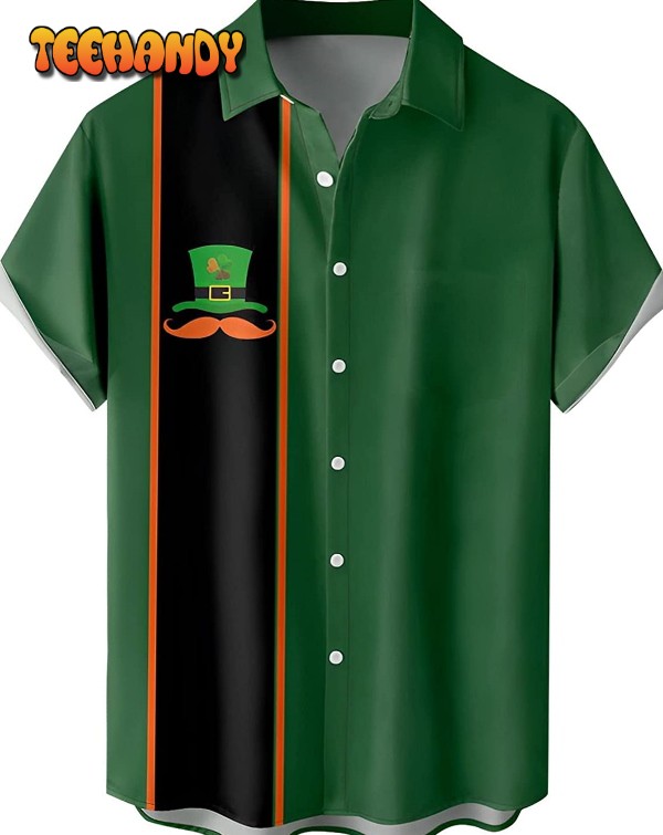 Mens St. Patrick’s Day Button Down Shirt Short Sleeve Casual Shirt