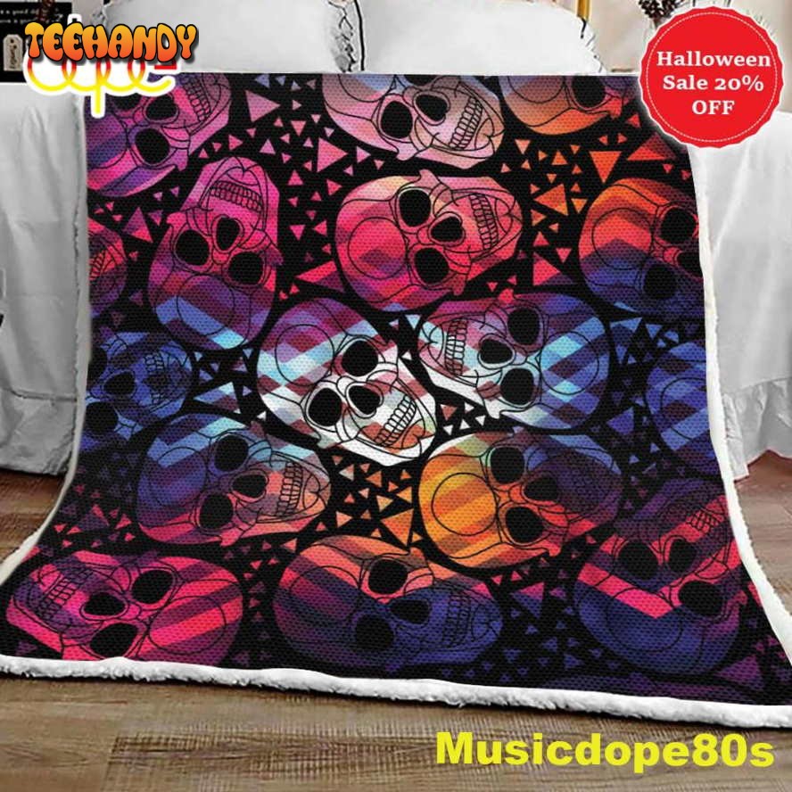 Mexican Sugar Skulls Halloween Sofa Fleece Throw Blanket  Halloween Gifts