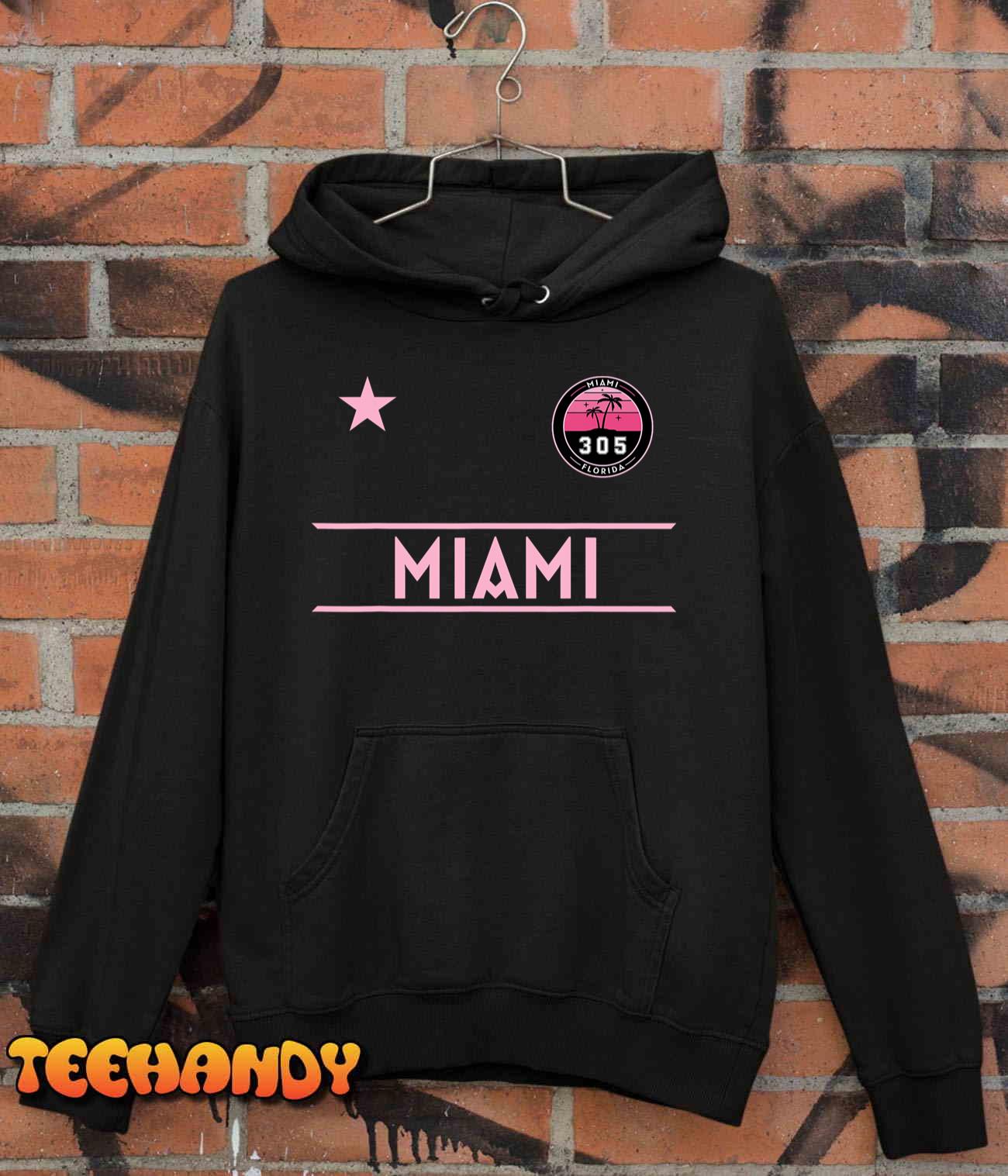 MIAMI Palm Tree Mini Pink Badge – 305 Area Code Edition T-Shirt