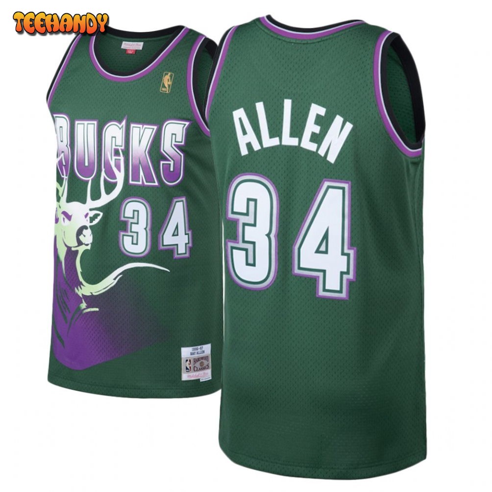 Milwaukee Bucks Ray Allen Green Vintage Jersey