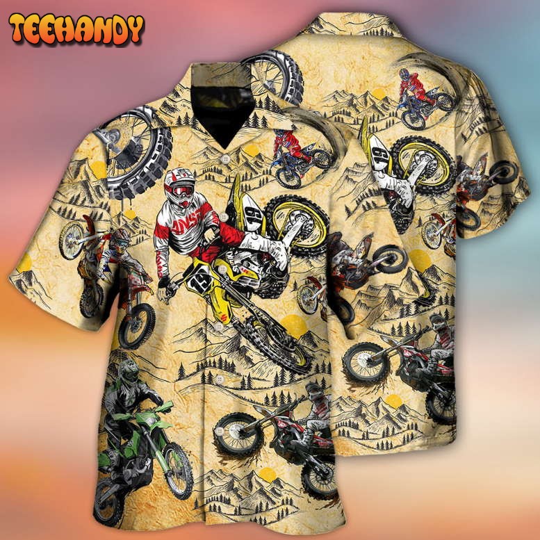 Motocross Lover Motorcycle Biker Vintage Art Style Hawaiian Shirt