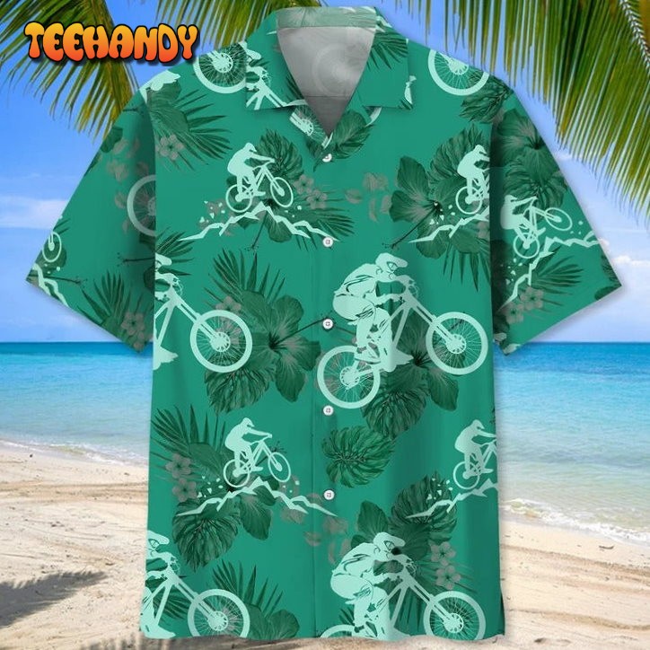 Mountain Bike Kelly Green Biker Hawaii Beach Shirts Mountain Hawaiian Shirts