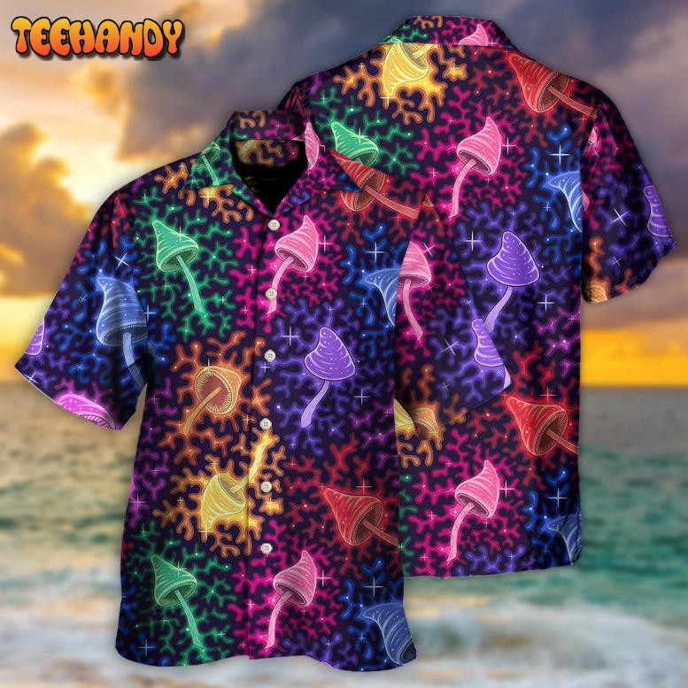 Mushroom Galaxy Rainbow Colorful Bright Hawaiian Shirt