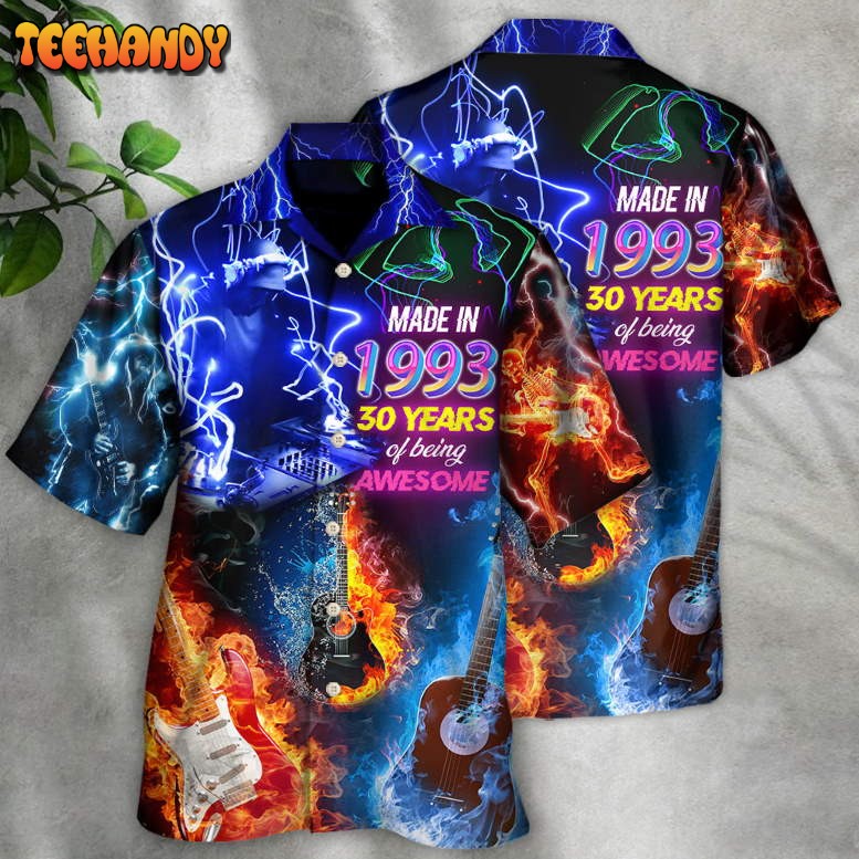 Music Is My Life Made In 1993 Neon Style Hawaiian Shirt