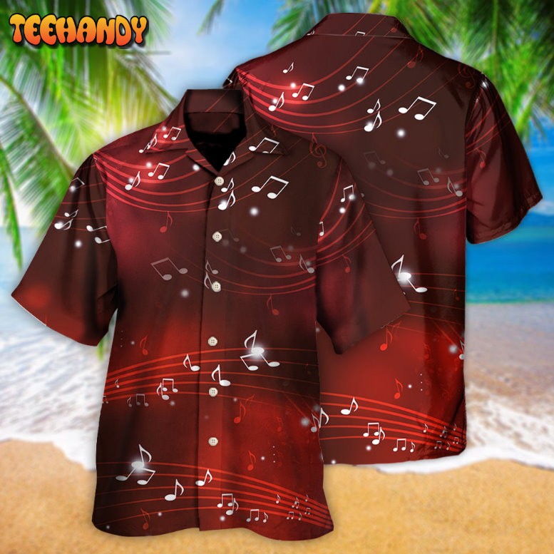 Music Musical Notes And Blurry Lights On Dark Red Hawaiian Shirt