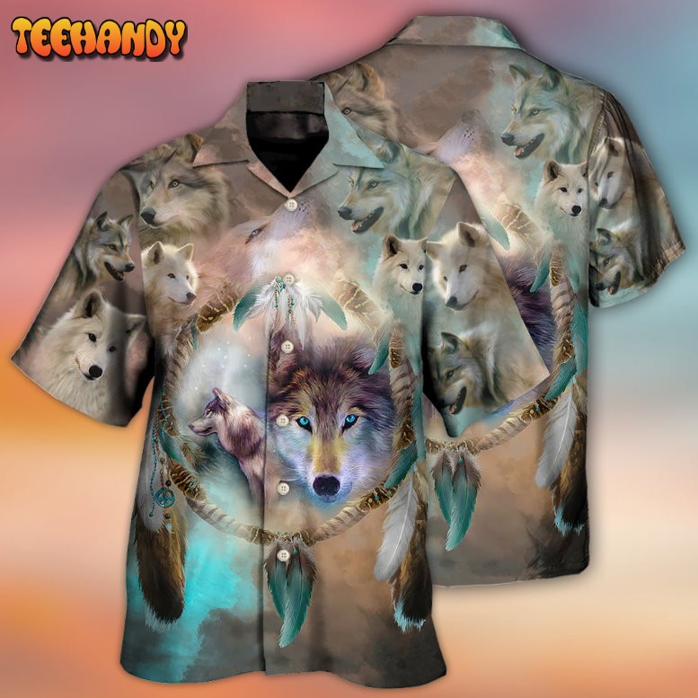 Native American Wolf Dream Catcher Art Style Hawaiian Shirt