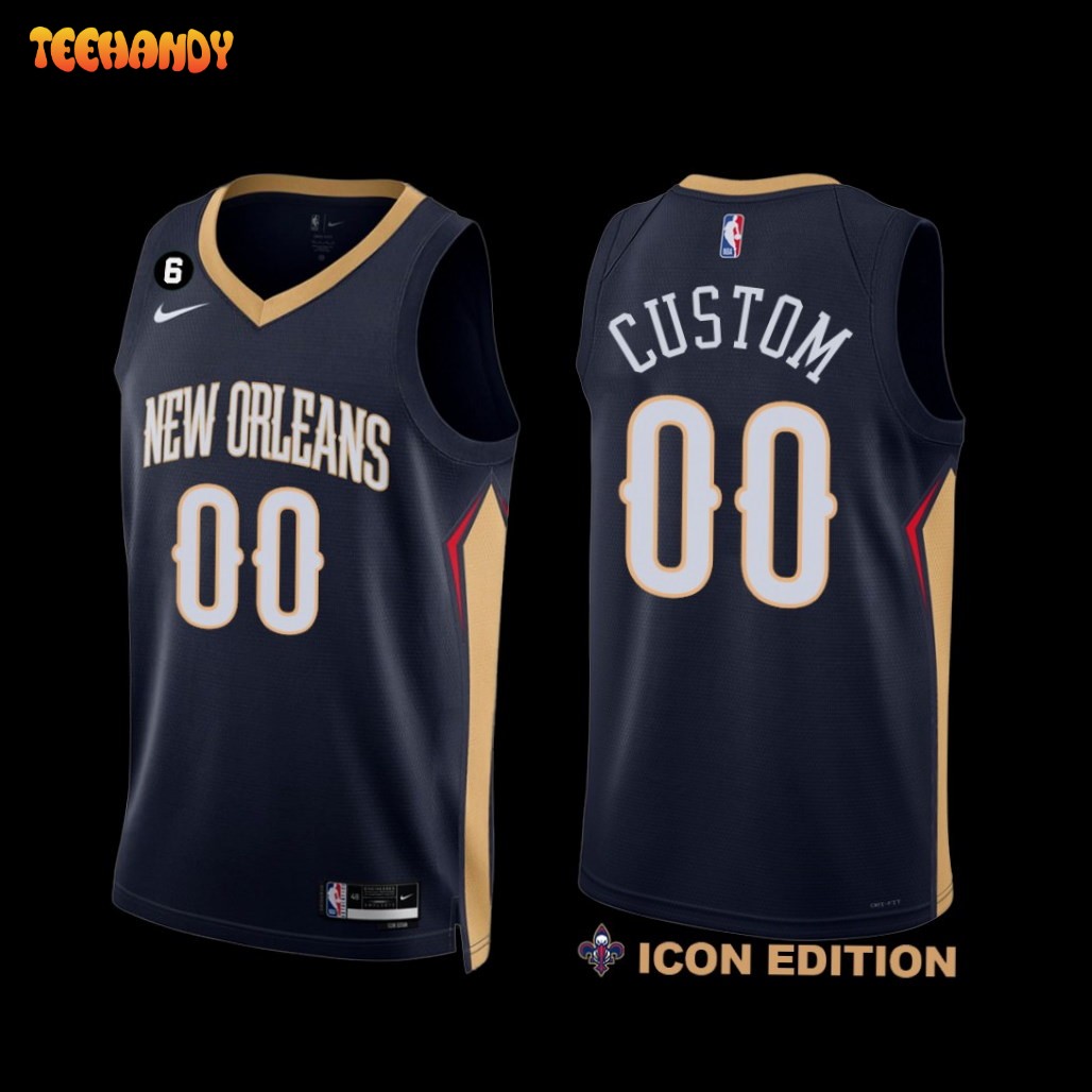 New Orleans Pelicans Custom 2022-23 Icon Edition NO.6 Patch Jersey Navy