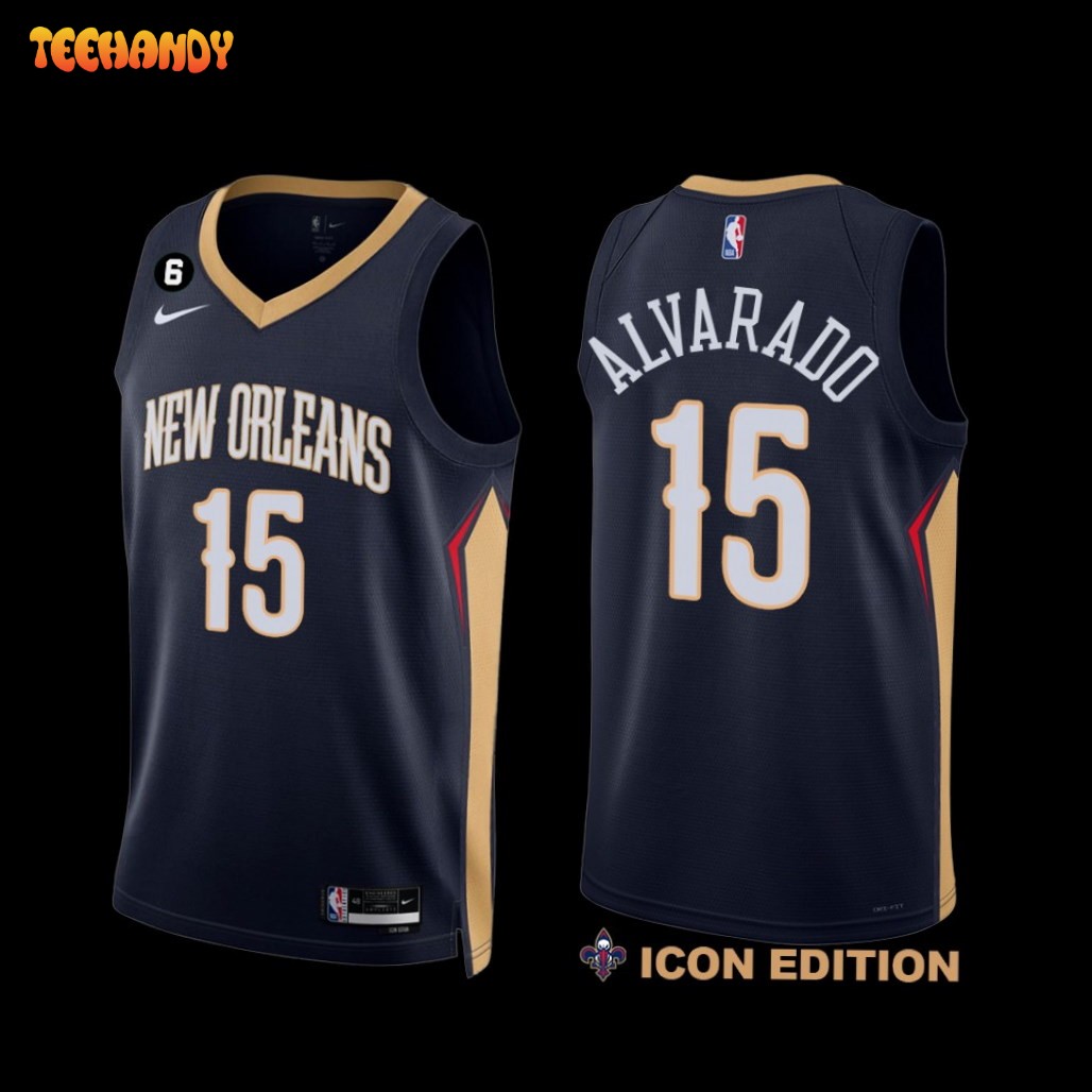 New Orleans Pelicans Jose Alvarado 2022-23 Icon Edition NO.6 Patch Jersey Navy