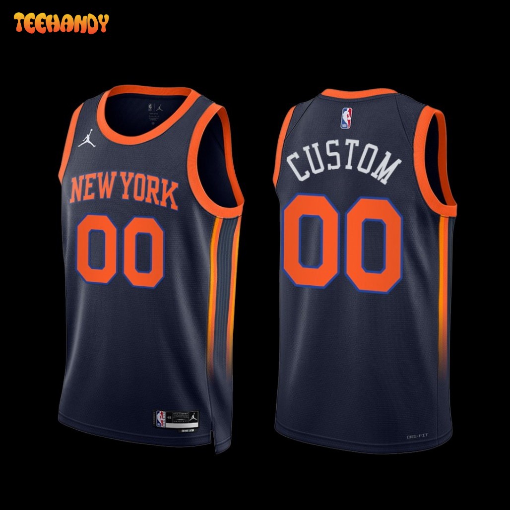 New York Knicks Custom 2022-23 Statement Edition Jersey Navy