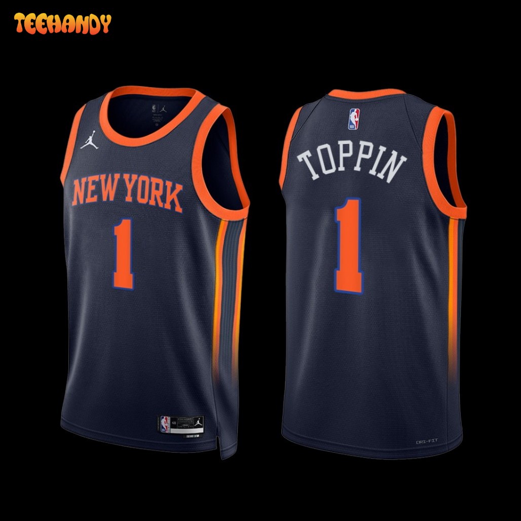 New York Knicks Obi Toppin 2022-23 Statement Edition Jersey Navy