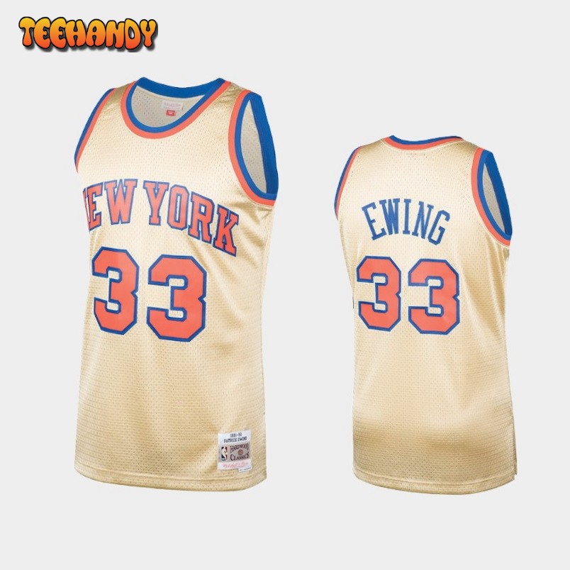 New York Knicks Patrick Ewing Cream Throwback Jersey