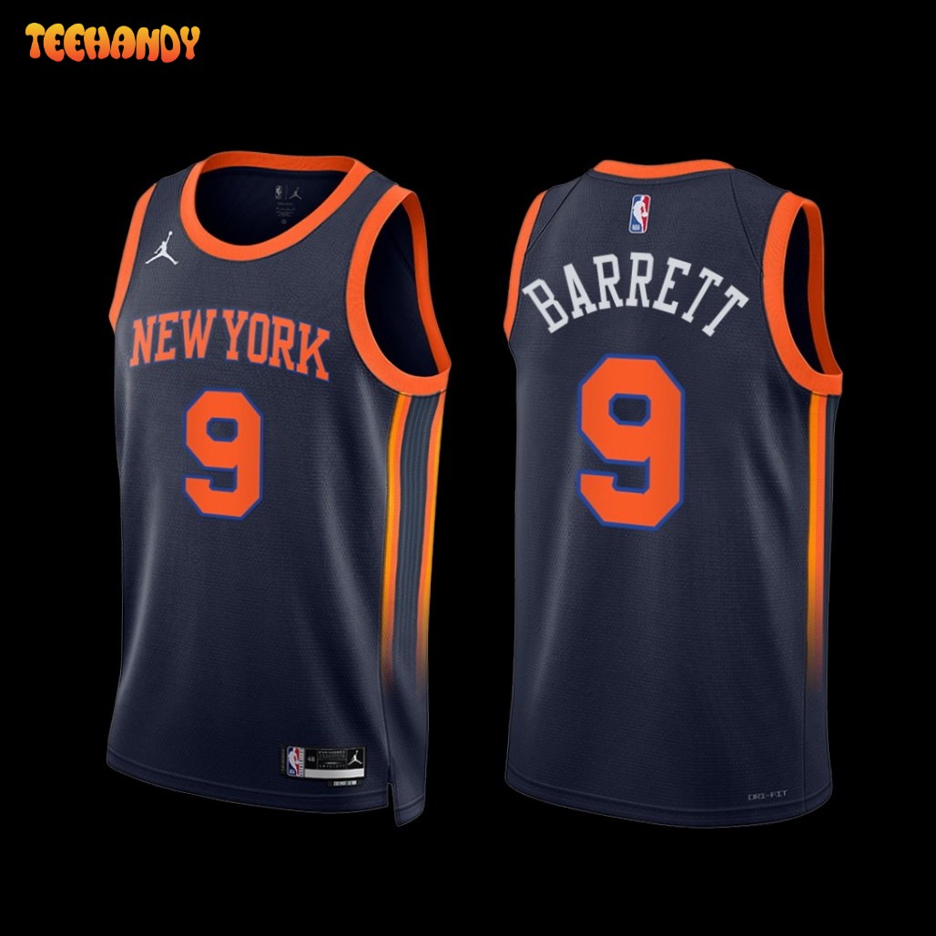 New York Knicks RJ Barrett 2022-23 Statement Edition Jersey Navy