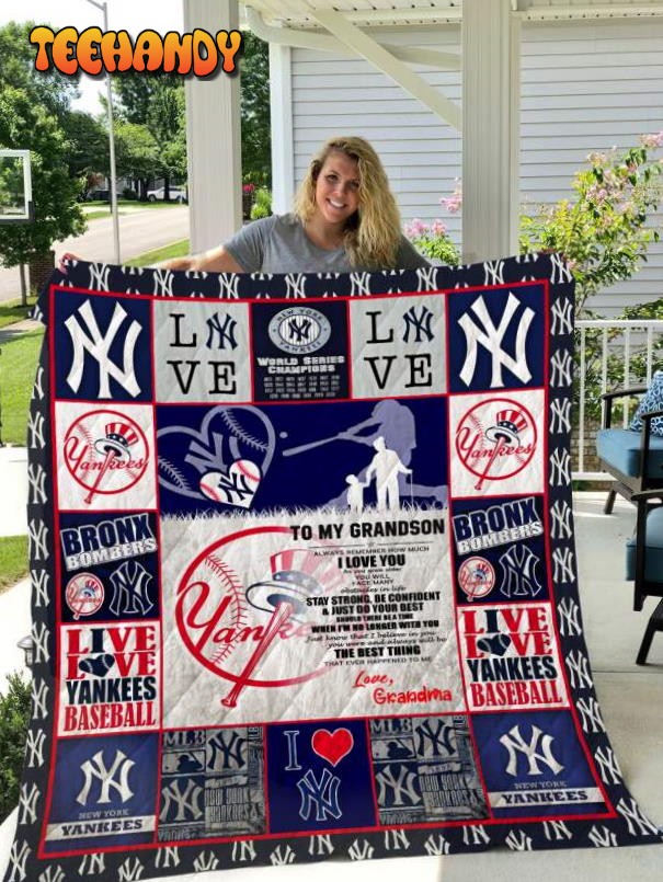 New York Yankees To My Grandson Love Grandmom 3D Quilt Blanket