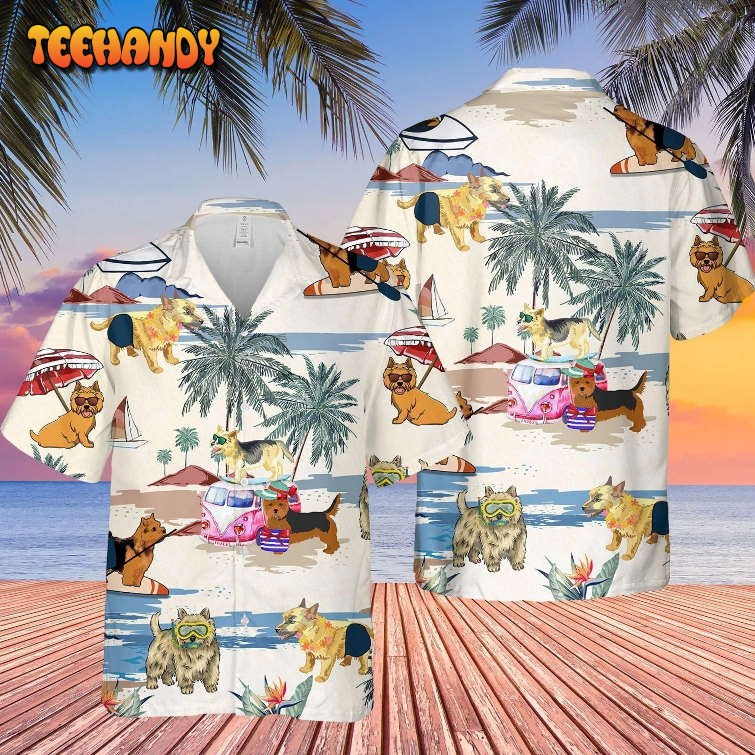 Norwich Terrier Summer Beach Hawaiian Shirt Short Sleeve Dog Aloha Beach Shirt