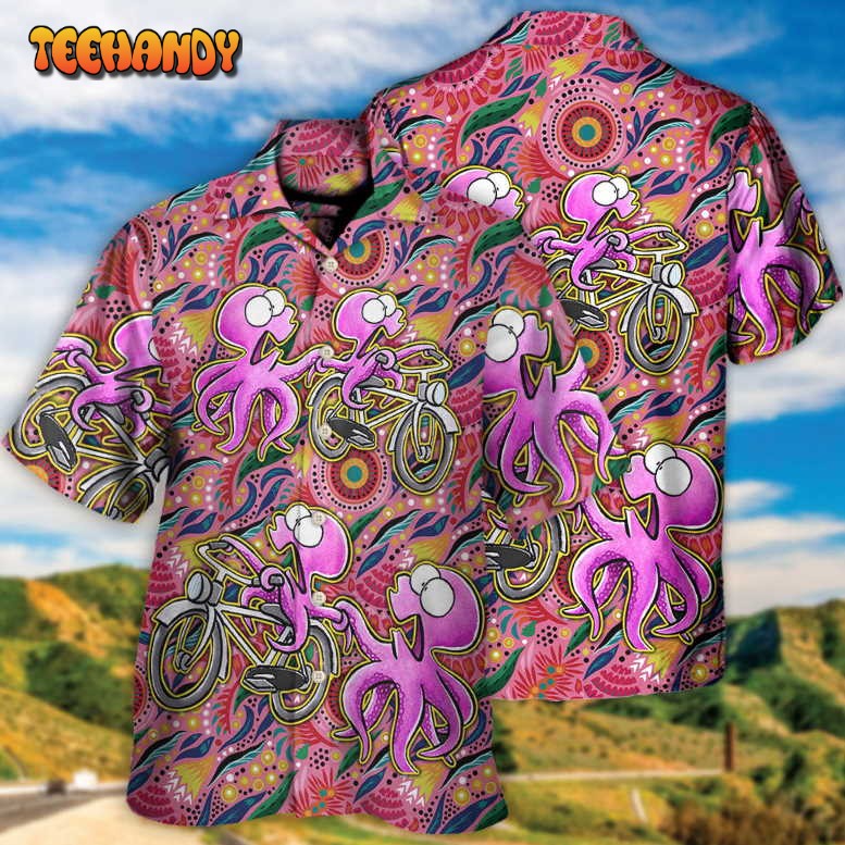 Octopus Ride Cycling Tropical Art Hawaiian Shirt